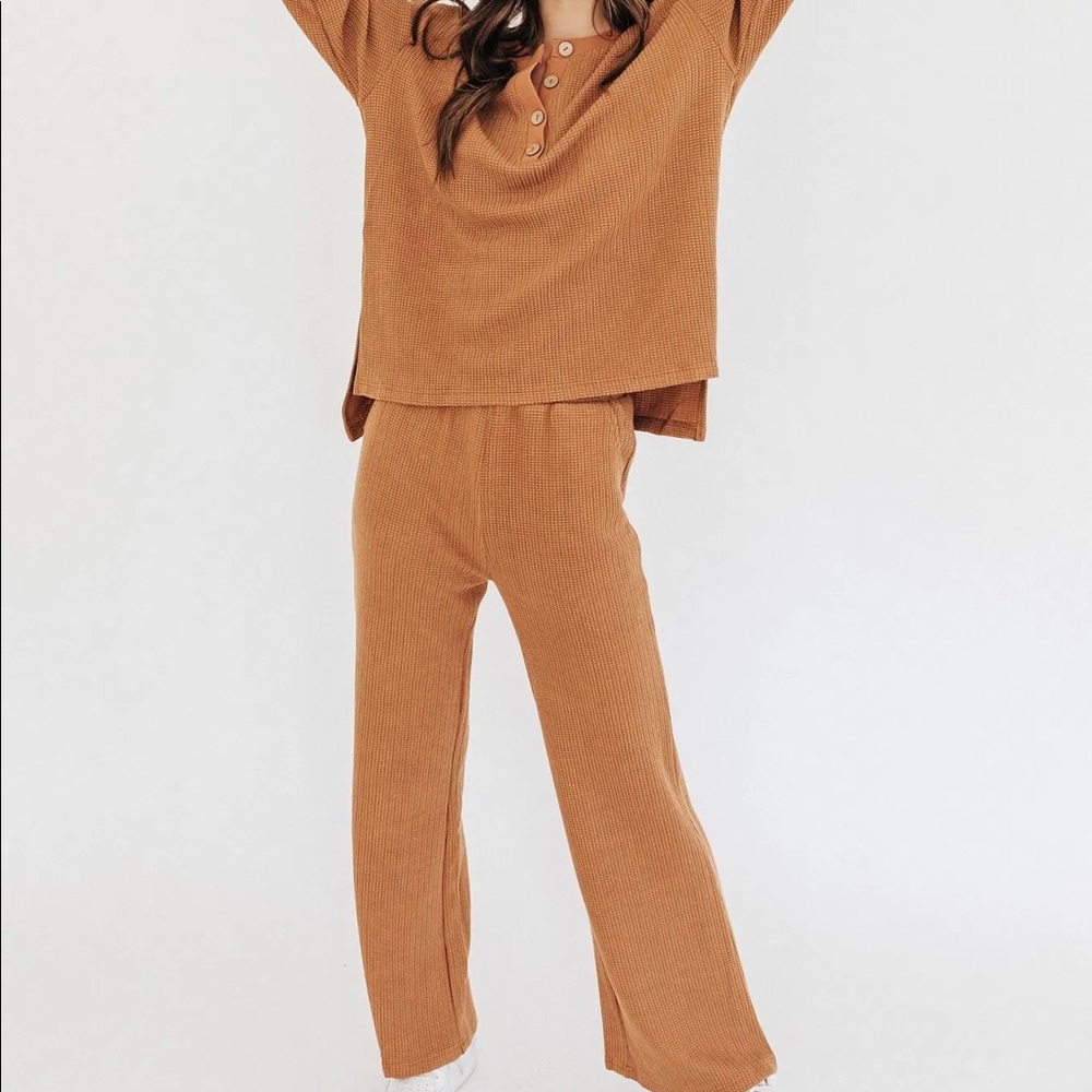 Waffle Knit Set - Rust